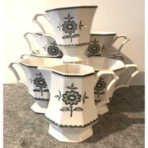 7 Vintage Independence Ironstone Interpace  Mugs and 1 Creamer  # 2503
